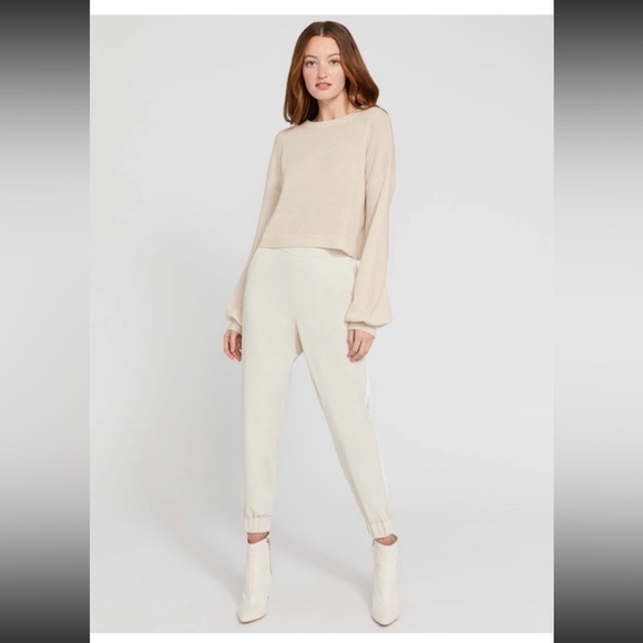 Alice + Olivia | Pete Jogger Pants Side Stripe Cream Pockets NWT Large - Picture 3 of 12